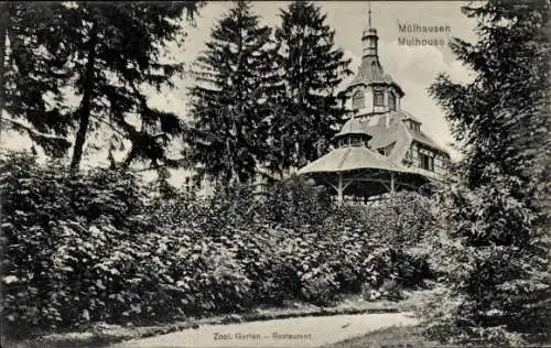 Ak Mulhouse Mülhausen Elsass Haut Rhin, Zoologischer Garten, Restaurant