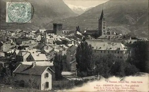 Ak Embrun Hautes Alpes, Panorama, Brücke Porte de Gap