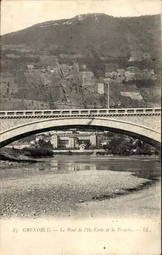 Ak Grenoble Isère, Pont de l'Ile Verte,Tronche