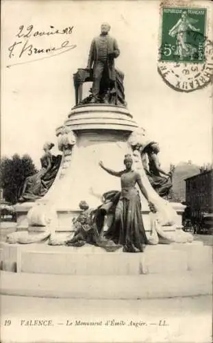 Ak Valence Drôme, Monument d'Emile Augier
