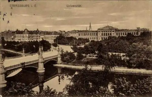 Ak Straßburg Elsass Bas Rhin, Universität, Brücke