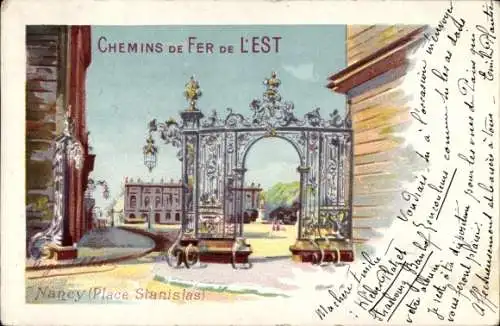 Künstler Litho D'Alesi, Hugo, Nancy Meurthe et Moselle, Chemins de Fer de l'Est, Place Stanislas