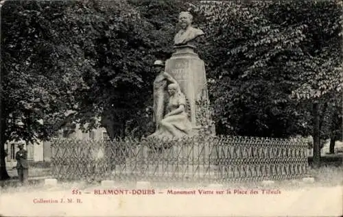 Ak Blamont Doubs, Monument Viette sur la Place des Tilleuls, Denkmal