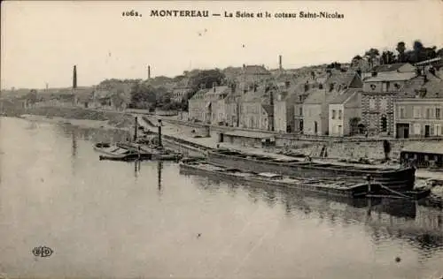 Ak Montereau Seine et Marne, Seine, coteau Saint-Nicolas