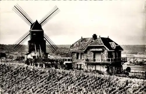 Ak Verzenay Marne, Le Mont Boeuf, Windmühle