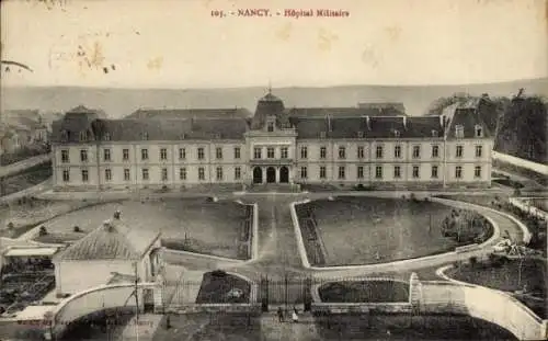 Ak Nancy Meurthe et Moselle, Blick auf das Militärhospital, Parkanlage