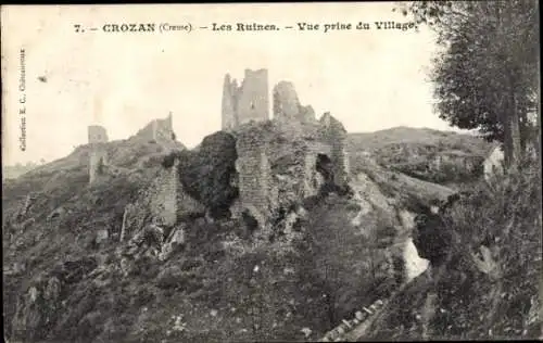 Ak Crozan Creuse, die Ruinen