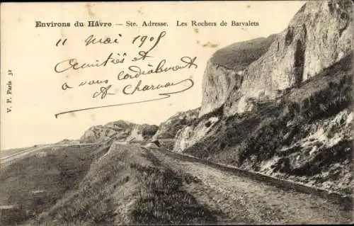 Ak Sainte Adresse Seine Maritime, Les Rochers de Barvalets