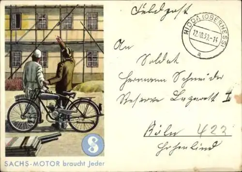 Ak Reklame, Sachs-Motor, Motorrad, Mofa