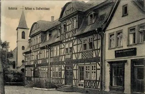 Ak Herbstein Hessen, Rathaus, Stadtwirtshaus, Gastwirtschaft