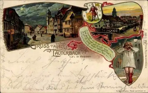 Präge Litho Lauterbach in Hessen, Strumpf verloren, Stadtansichten