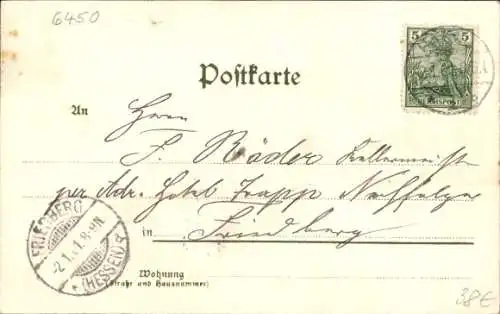 Litho Hanau am Main, Marktbrunnen, Denkmal, Stadtansichten