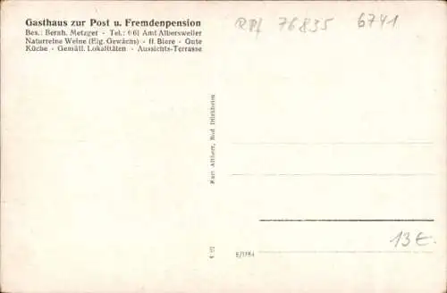 Ak Gleisweiler in der Pfalz, Gasthaus zur Post, Totalansicht