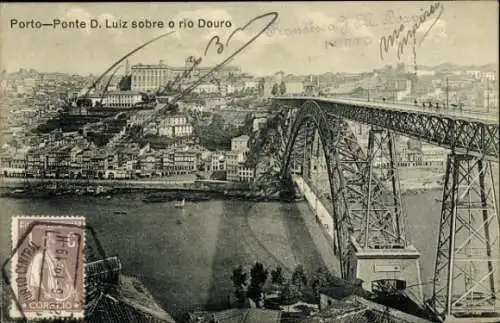 Ak Porto Portugal, Ponte D. Luiz sobre o rio Douro