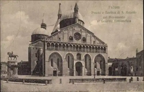 Ak Padova Padua Veneto, Piazza e Basilica di S. Antonio, Monumento al Generale Gattamelata