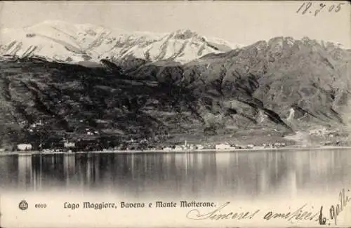 Ak Baveno Lago Maggiore Piemonte Italien, Panorama mit Motterone Berg