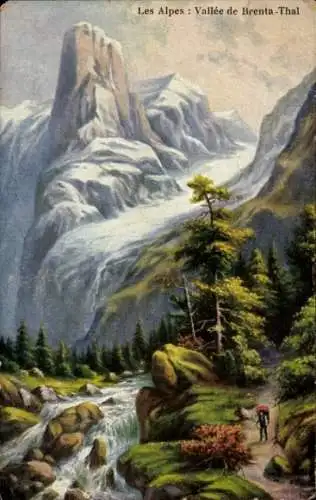 Ak Piazzola sul Brenta Veneto, Partie im Brenta Tal, Fluss, Berge