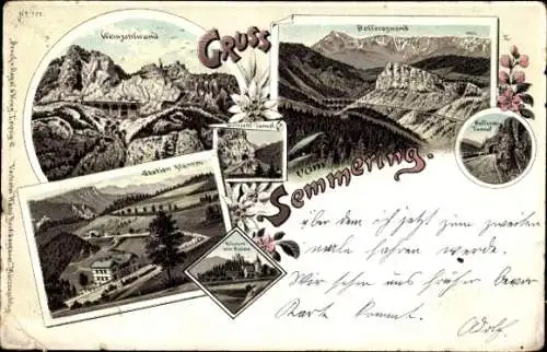 Litho Semmering in Niederösterreich, Station Klamm, Weinzettlwand, Weinzettl-Tunnel