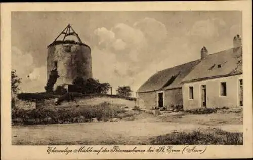 Ak Outre Saint Erme Outre et Ramecourt Aisne, Ehemalige Mühle, Römerschanze