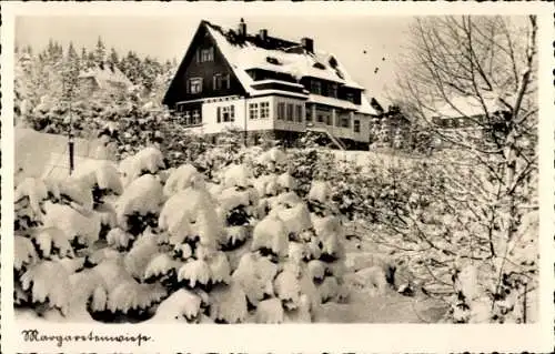 Ak Oberbärenburg Altenberg im Erzgebirge, Margaretenwiese, Winter