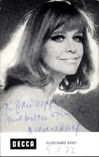 Ak Schauspielerin Hildegard Knef, Portrait, Autogramm