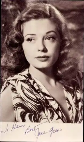 Ak Schauspielerin Jane Greer, Portrait, Autogramm