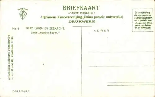 Ak Niederländische Marinesoldaten in Uniformen, Kriegsschiff, Pfeife