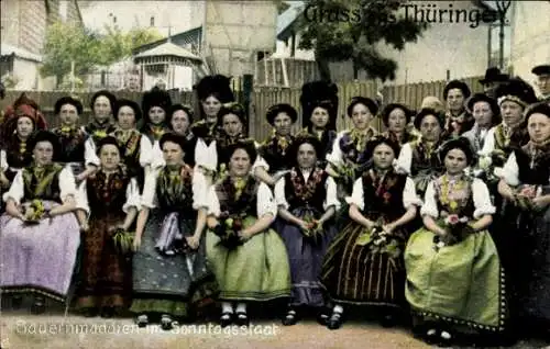 Ak Bauernmädchen in Thüringer Tracht