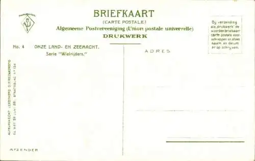 Ak Niederländische Soldaten in Uniformen, Fahrräder