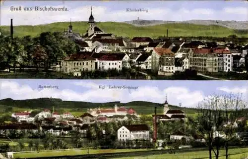 Ak Bischofswerda im Kreis Bautzen, Panorama, Klosterberg, Butterberg, Königliches Lehrerseminar