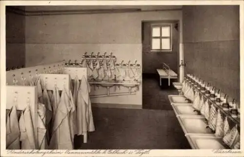 Ak Erlbach im Vogtland Sachsen, Kindererholungsheim Tannenmühle, Waschraum