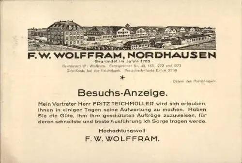 Ak Nordhausen am Harz, F. W. Wolffram