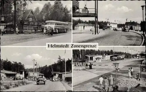 Ak Helmstedt in Niedersachsen, Zonengrenze, Autos, Busse, Passanten