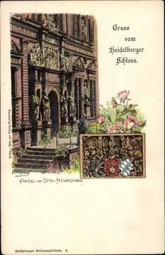 Künstler Ak Heidelberg am Neckar, Schloss, Portal vom Otto-Heinrichsbau