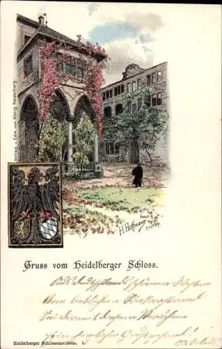 Künstler Ak Heidelberg am Neckar, Heidelberger Schloss, Wappen