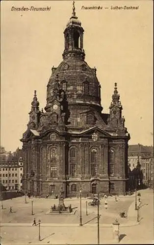 Ak Dresden Altstadt, Neumarkt, Frauenkirche, Luther-Denkmal