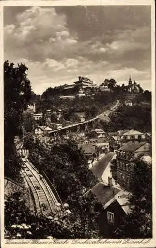 Ak Dresden Weißer Hirsch, Drahtseilbahn, Luisenhof