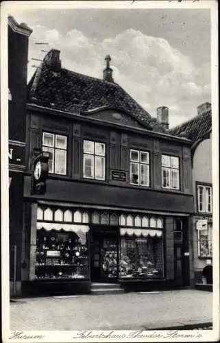 Ak Husum in Nordfriesland, Geburtshaus Theodor Storm, Uhrengeschäft