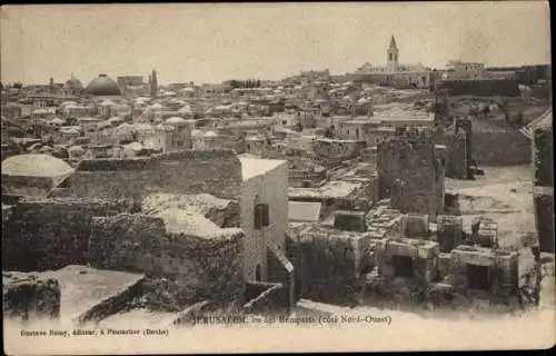 Ak Jerusalem, Panorama von der Stadtmauer aus gesehen