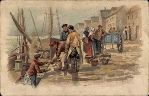 Ak Fischer verkaufen den Fang im Hafen