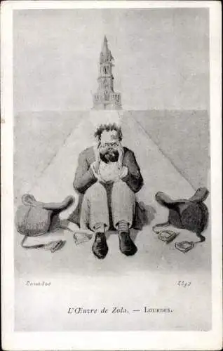 Künstler Ak The Work of Zola, Lourdes