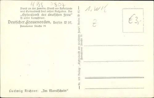 Künstler Ak Richter, Ludwig, Im Mondschein, deutscher Frauenorden