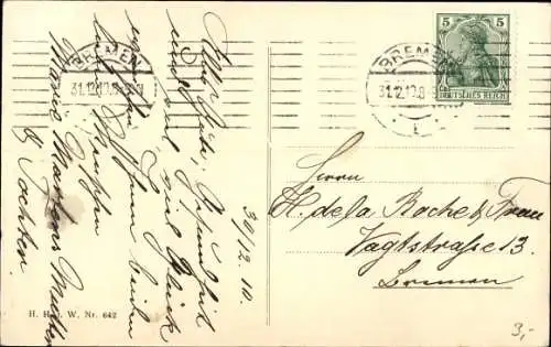 Künstler Ak Neujahr, Fliegenpilz Haus, Kleeblatt, Schlitten