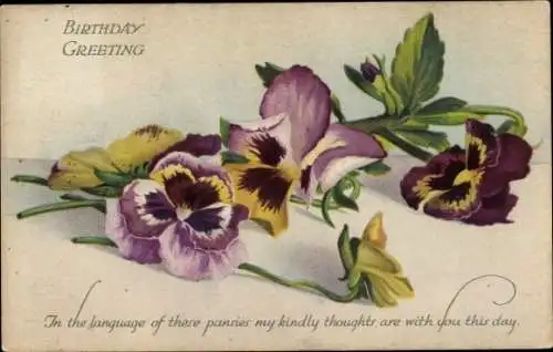 Präge Ak Glückwunsch Geburtstag, Stiefmütterchen