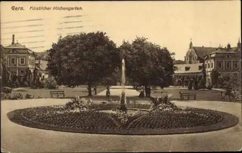 Ak Gera Thüringen, fürstlicher Küchengarten, Fontäne