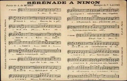 Lied Ak Serenade a Ninon, Musik von P. Lacome, Poesie von A. de Musset