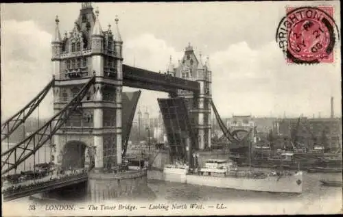 AK London City England, Tower Bridge mit Blick nach Nordwesten