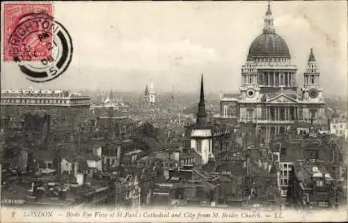 AK London City England, Luftbild der Stadt mit St. Paul's Kathedrale