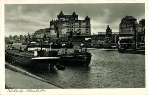Ak Karlsruhe in Baden, Rheinhafen, Schiffe