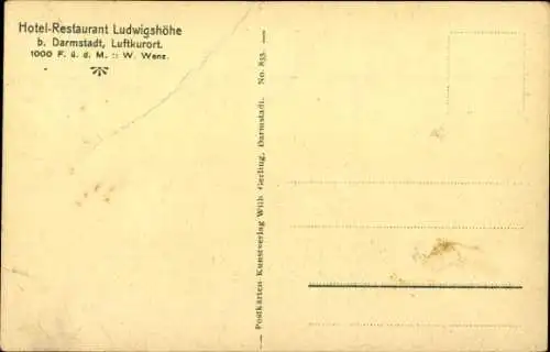 Ak Darmstadt in Hessen, Hotel-Restaurant Ludwigshöhe